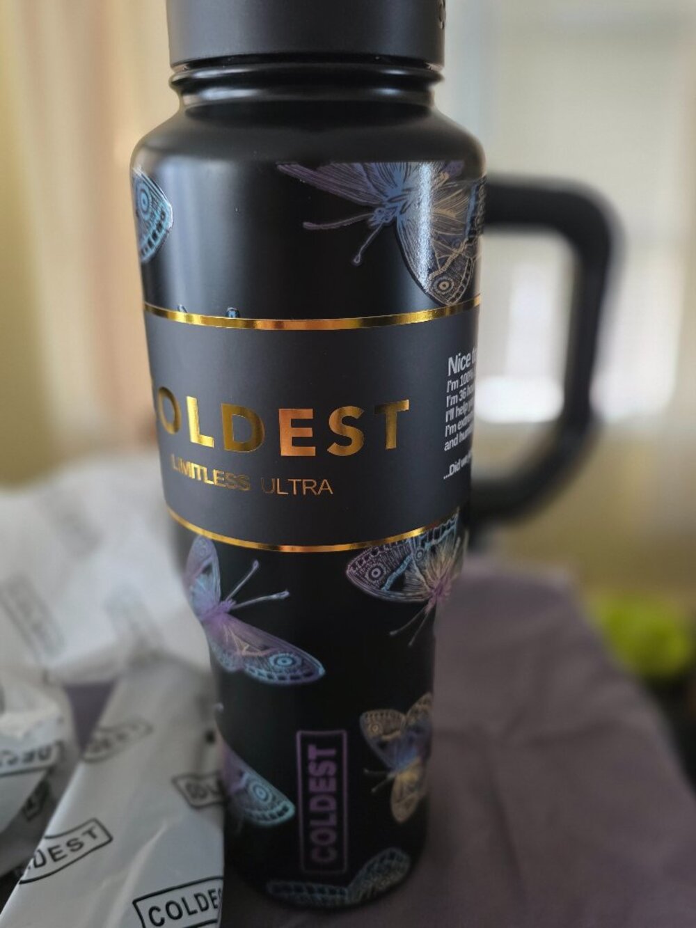 Rare Coldest Limited Edition Limitless 36oz Glowie Butterflies Water Bottle